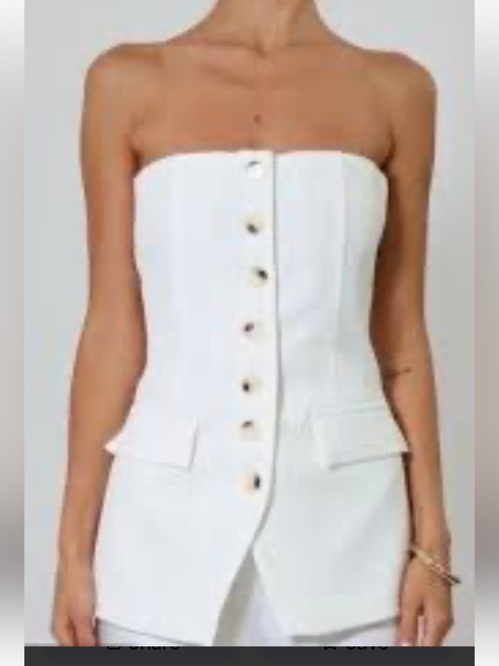 Madison d’amelie Strapless White Button-Front top- worn about 4 times